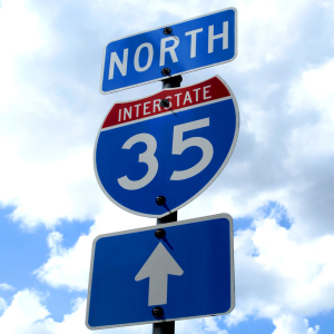 North Interstate 36 road sign