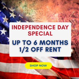 Independence Day special - Up to 6 months 1/2 off rent